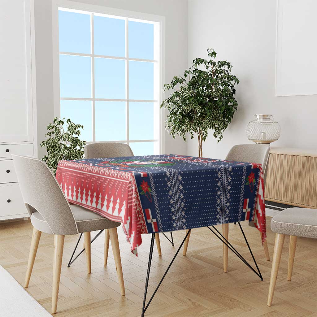 Personalized Dominican Republic Christmas Tablecloth Dominicana Coat Of Arms Christmas Pattern - Wonder Print Shop