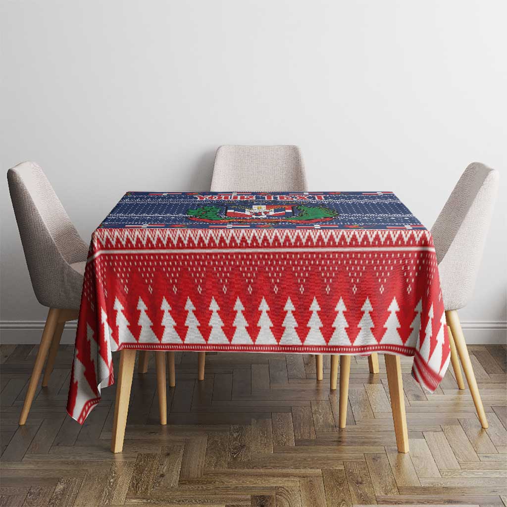 Personalized Dominican Republic Christmas Tablecloth Dominicana Coat Of Arms Christmas Pattern - Wonder Print Shop