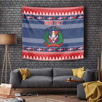 Personalized Dominican Republic Christmas Tapestry Dominicana Coat Of Arms Christmas Pattern - Wonder Print Shop