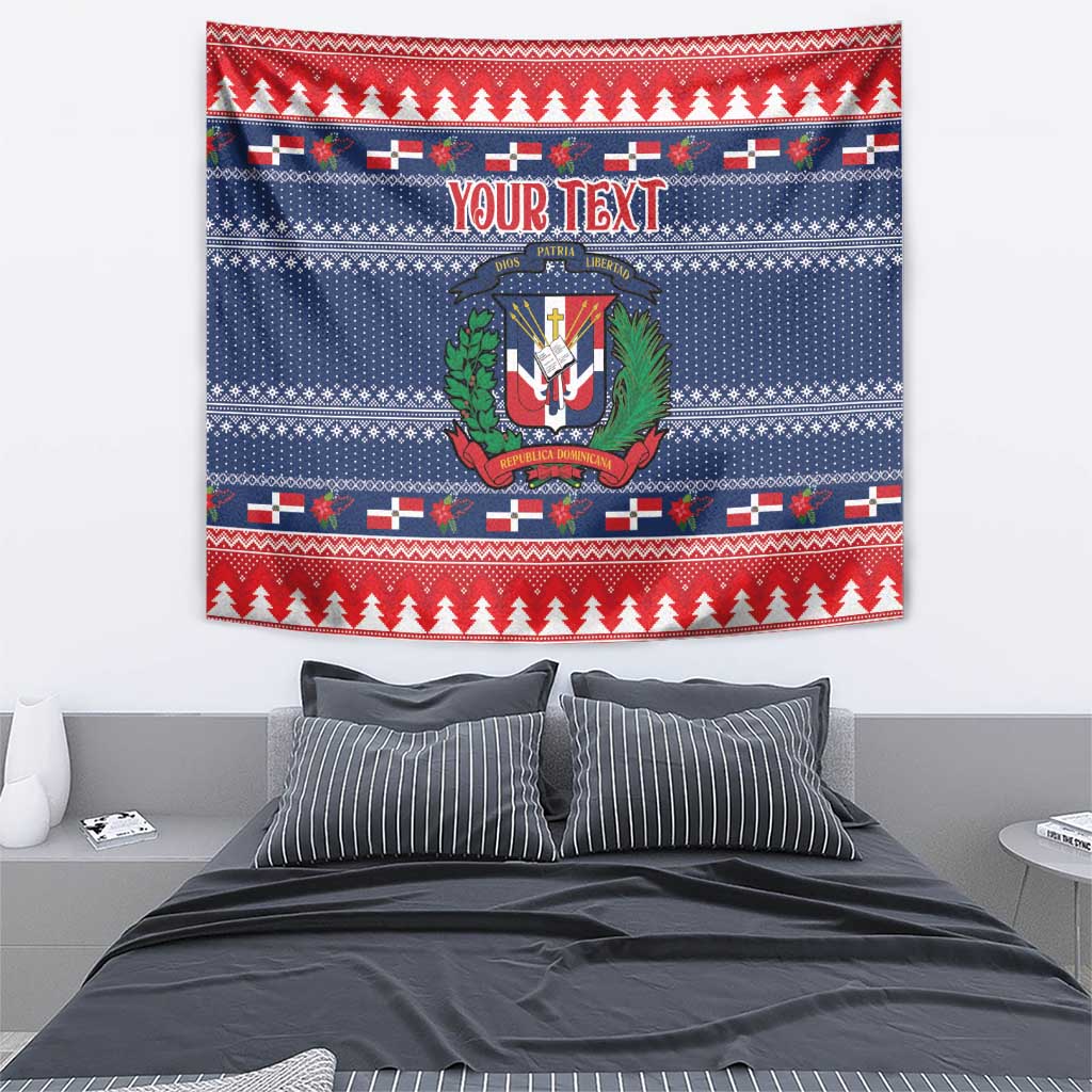 Personalized Dominican Republic Christmas Tapestry Dominicana Coat Of Arms Christmas Pattern - Wonder Print Shop