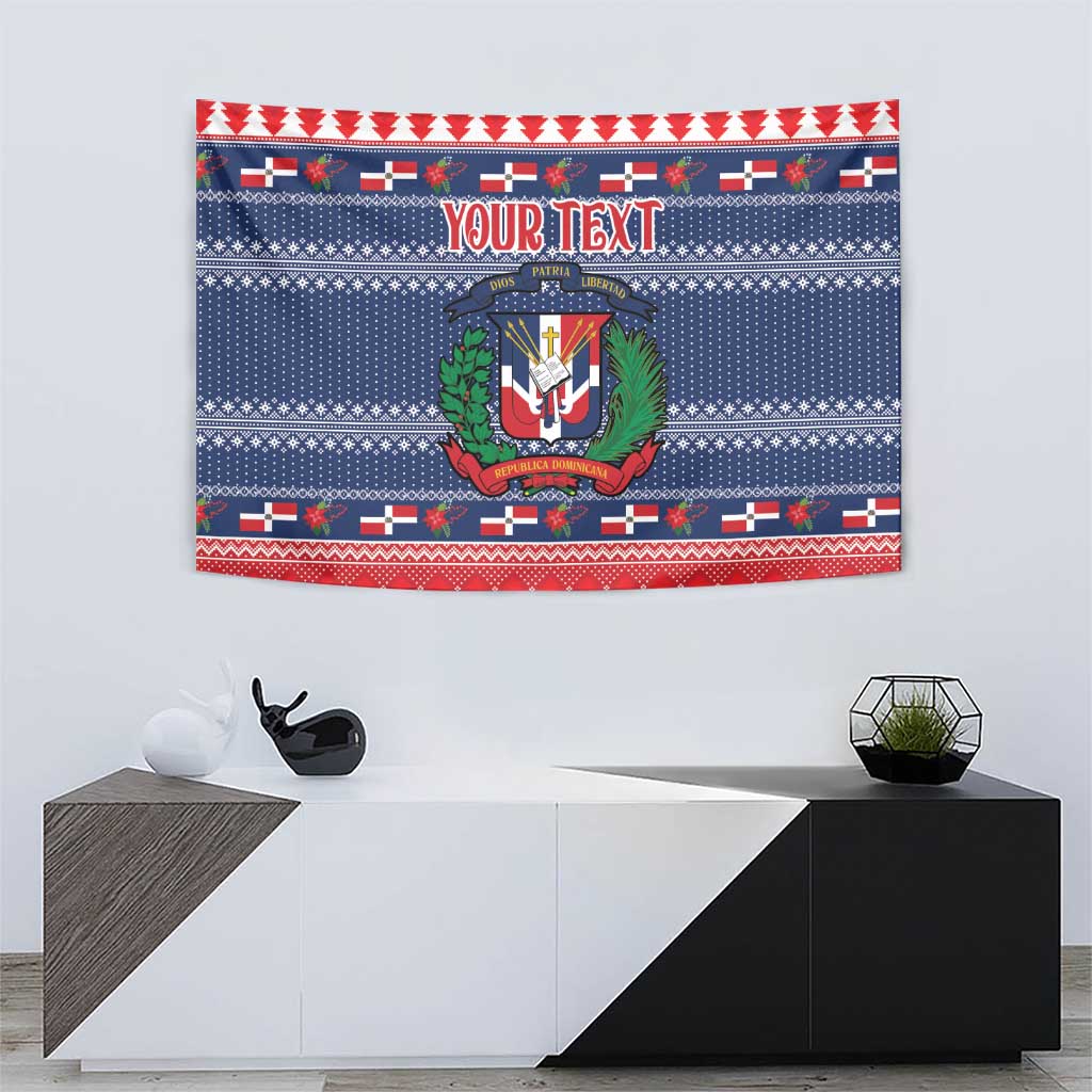 Personalized Dominican Republic Christmas Tapestry Dominicana Coat Of Arms Christmas Pattern - Wonder Print Shop