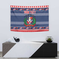 Personalized Dominican Republic Christmas Tapestry Dominicana Coat Of Arms Christmas Pattern - Wonder Print Shop