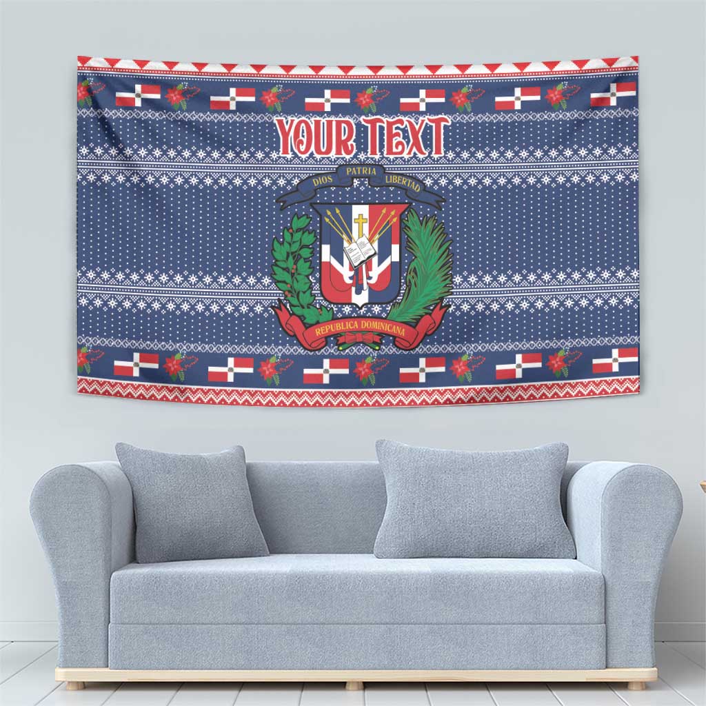 Personalized Dominican Republic Christmas Tapestry Dominicana Coat Of Arms Christmas Pattern - Wonder Print Shop