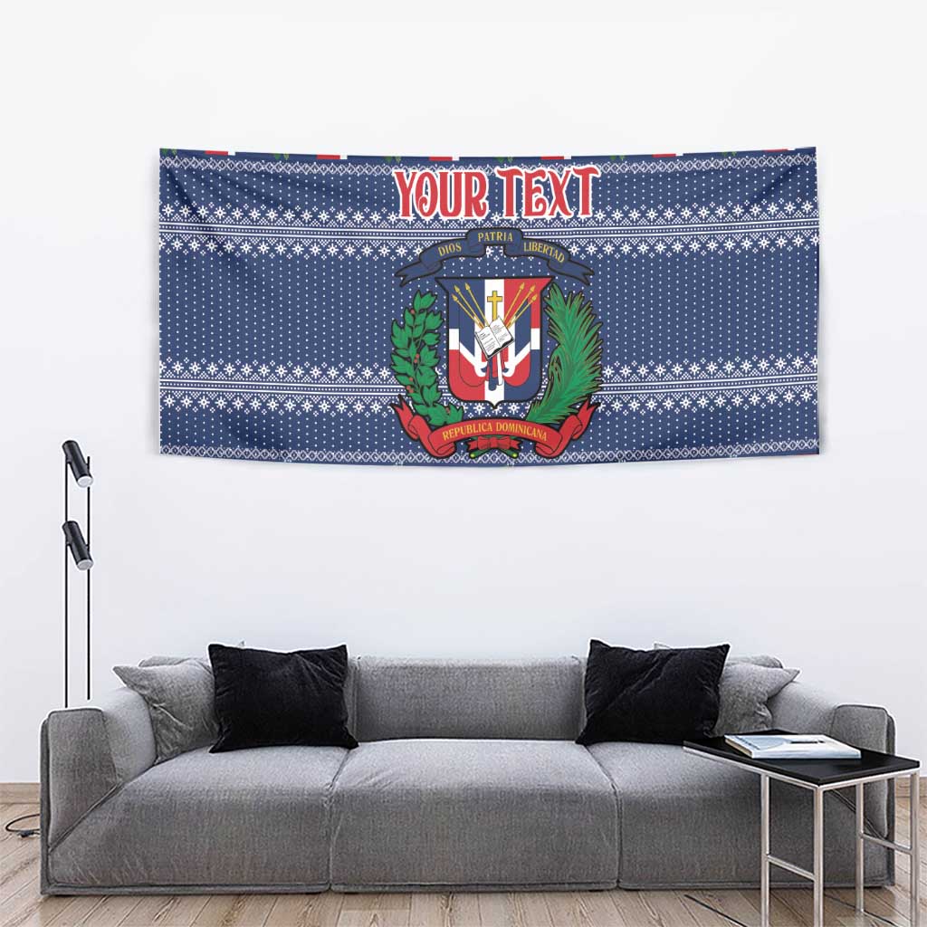 Personalized Dominican Republic Christmas Tapestry Dominicana Coat Of Arms Christmas Pattern - Wonder Print Shop