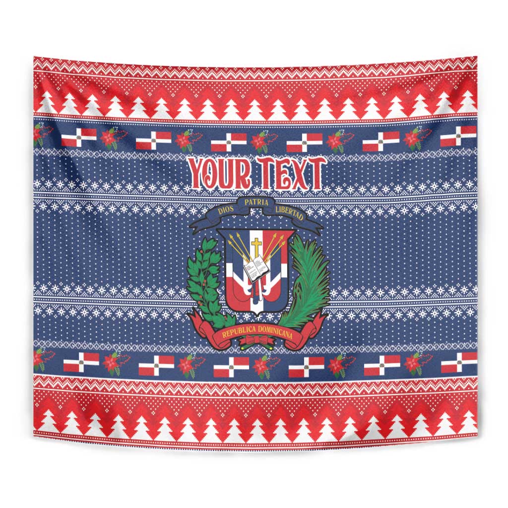 Personalized Dominican Republic Christmas Tapestry Dominicana Coat Of Arms Christmas Pattern - Wonder Print Shop