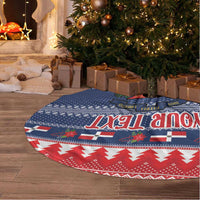 Personalized Dominican Republic Christmas Tree Skirt Dominicana Coat Of Arms Christmas Pattern - Wonder Print Shop