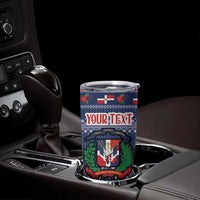 Personalized Dominican Republic Christmas Tumbler Cup Dominicana Coat Of Arms Christmas Pattern - Wonder Print Shop