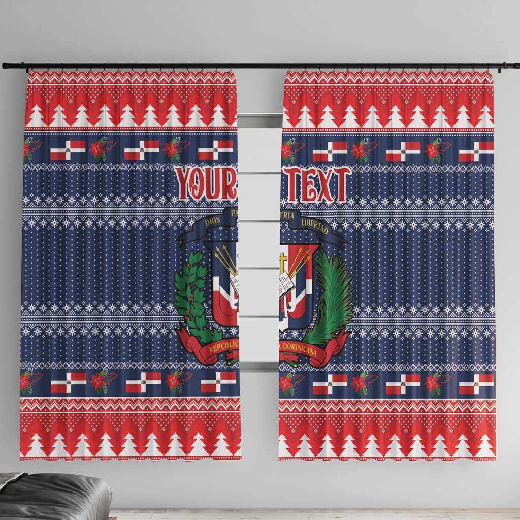 Personalized Dominican Republic Christmas Window Curtain Dominicana Coat Of Arms Christmas Pattern - Wonder Print Shop