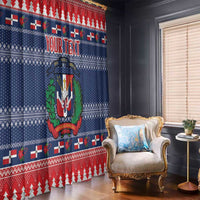 Personalized Dominican Republic Christmas Window Curtain Dominicana Coat Of Arms Christmas Pattern - Wonder Print Shop