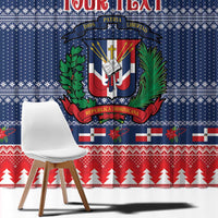 Personalized Dominican Republic Christmas Window Curtain Dominicana Coat Of Arms Christmas Pattern - Wonder Print Shop