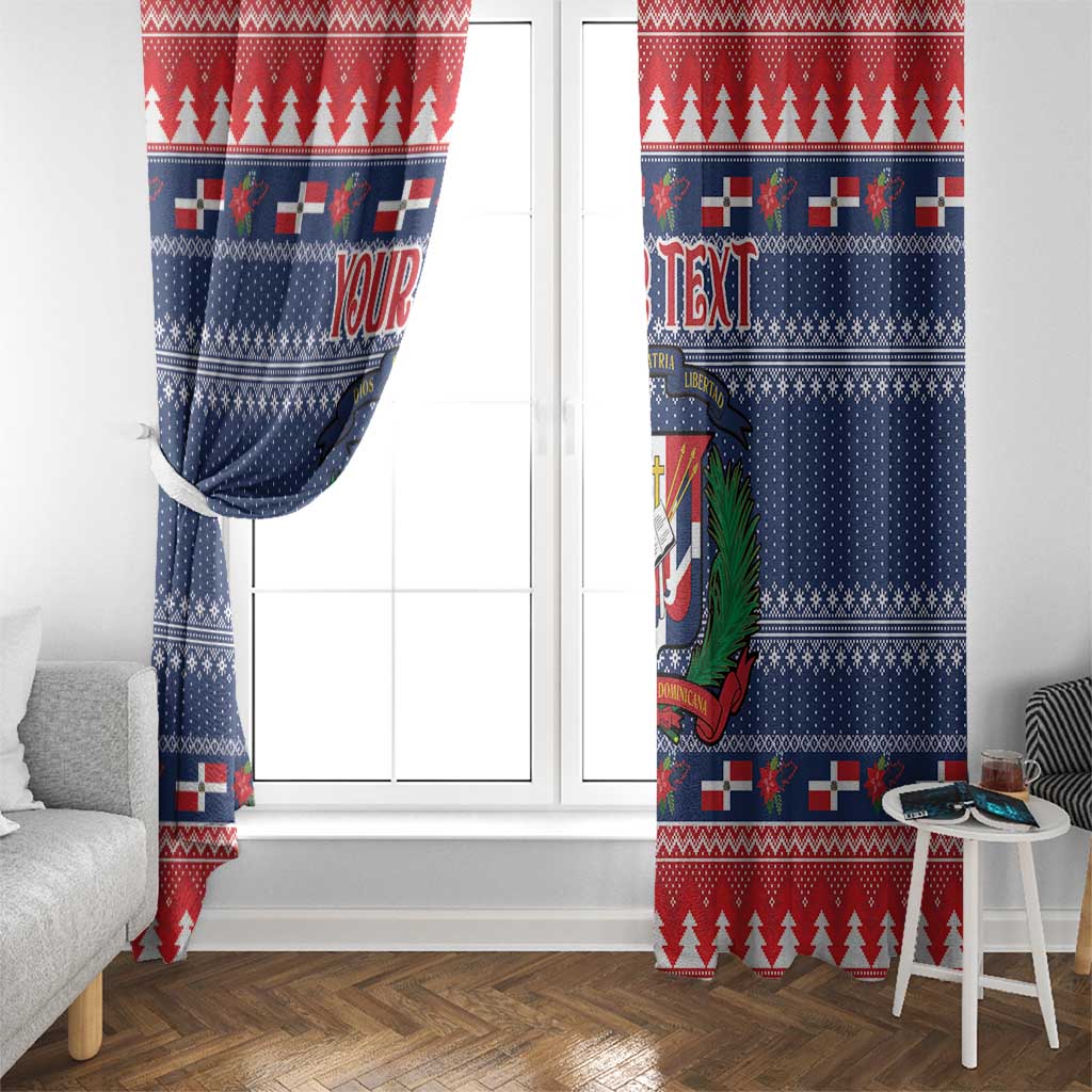 Personalized Dominican Republic Christmas Window Curtain Dominicana Coat Of Arms Christmas Pattern - Wonder Print Shop