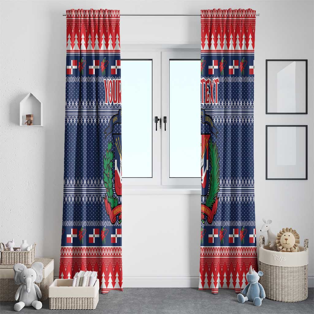 Personalized Dominican Republic Christmas Window Curtain Dominicana Coat Of Arms Christmas Pattern - Wonder Print Shop
