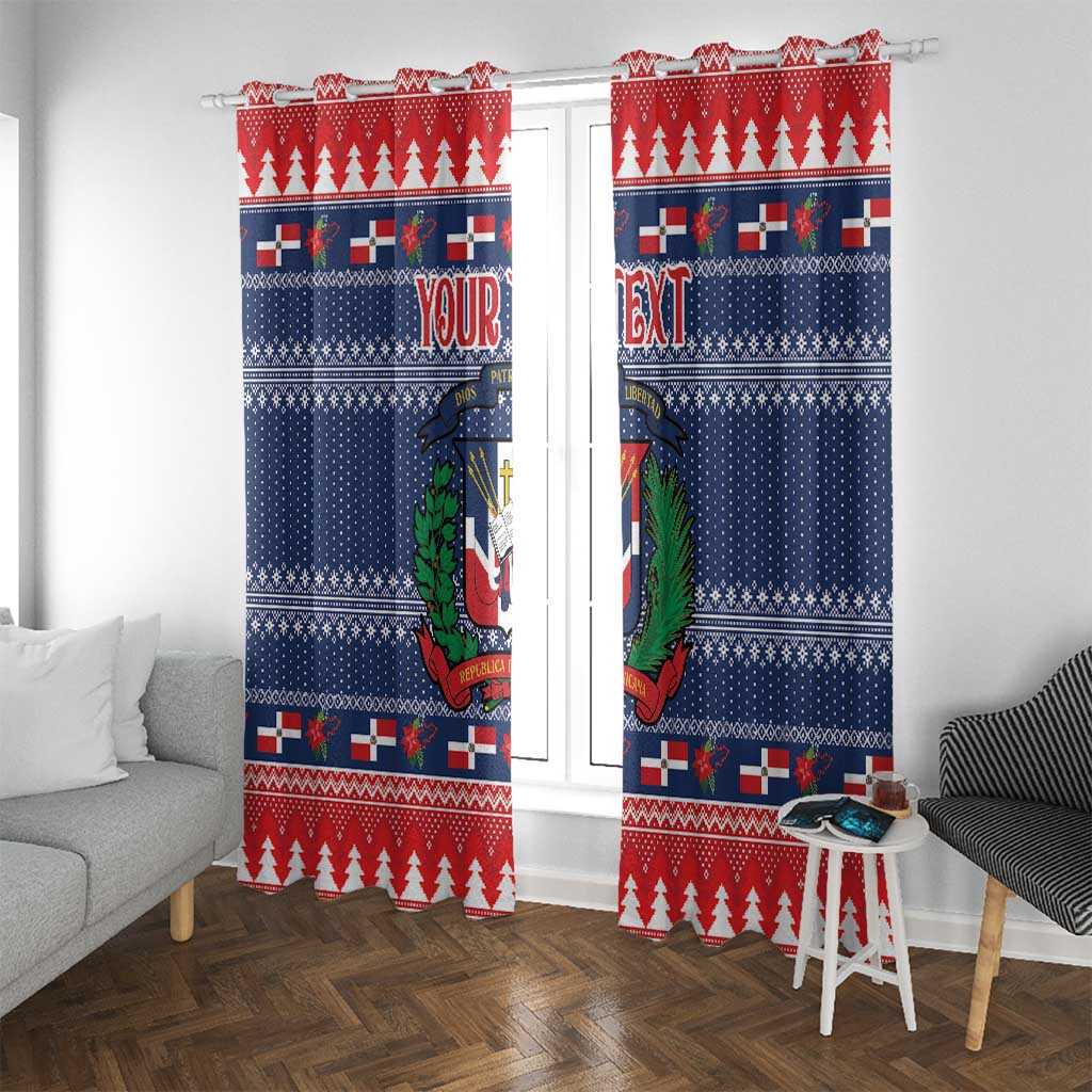 Personalized Dominican Republic Christmas Window Curtain Dominicana Coat Of Arms Christmas Pattern - Wonder Print Shop