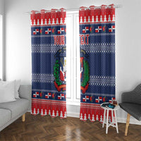 Personalized Dominican Republic Christmas Window Curtain Dominicana Coat Of Arms Christmas Pattern - Wonder Print Shop