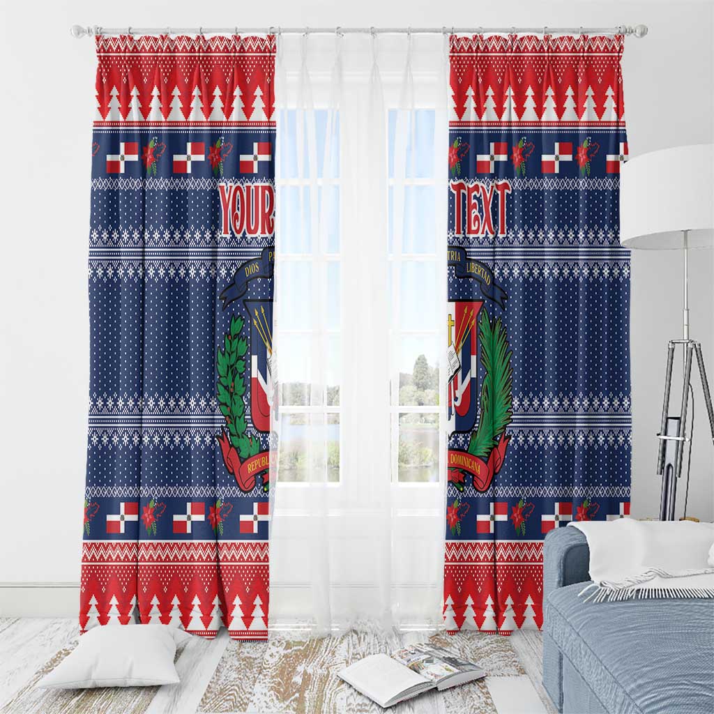 Personalized Dominican Republic Christmas Window Curtain Dominicana Coat Of Arms Christmas Pattern - Wonder Print Shop