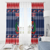 Personalized Dominican Republic Christmas Window Curtain Dominicana Coat Of Arms Christmas Pattern - Wonder Print Shop