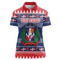 Personalized Dominican Republic Christmas Women Polo Shirt Dominicana Coat Of Arms Christmas Pattern - Wonder Print Shop