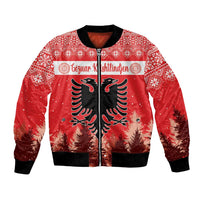 Personalized Albania Christmas Bomber Jacket The Double-headed Eagle Christmas Pattern - Wonder Print Shop