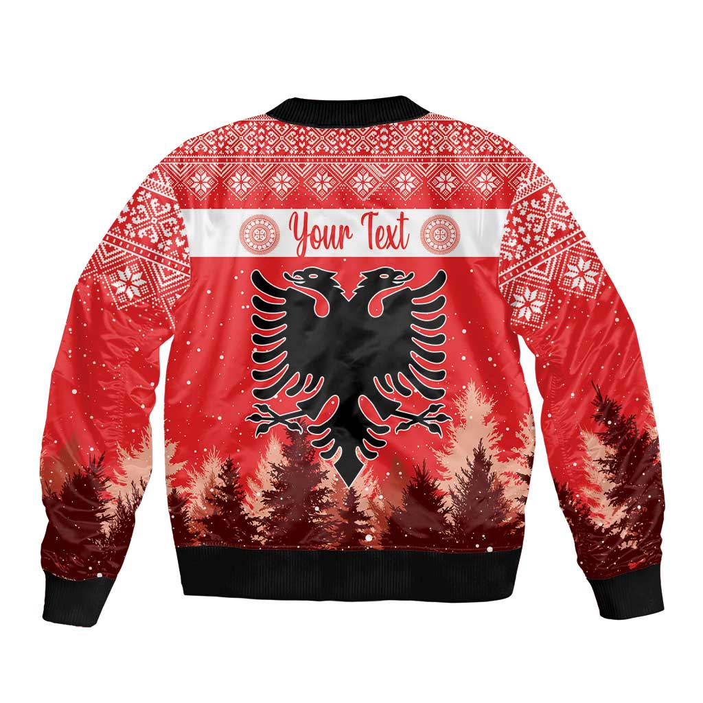 Personalized Albania Christmas Bomber Jacket The Double-headed Eagle Christmas Pattern - Wonder Print Shop