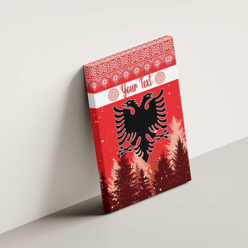 Personalized Albania Christmas Canvas Wall Art The Double-headed Eagle Christmas Pattern - Wonder Print Shop