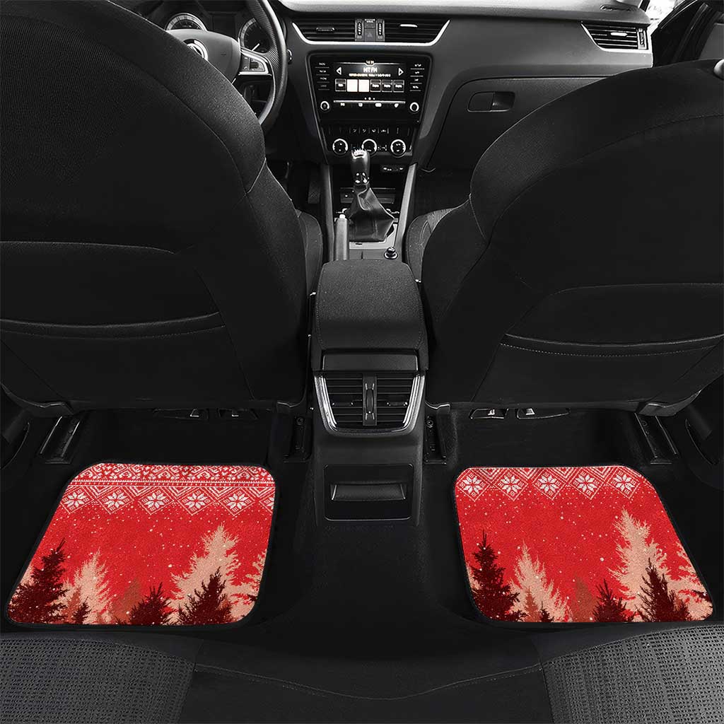 Personalized Albania Christmas Car Mats The Double-headed Eagle Christmas Pattern - Wonder Print Shop