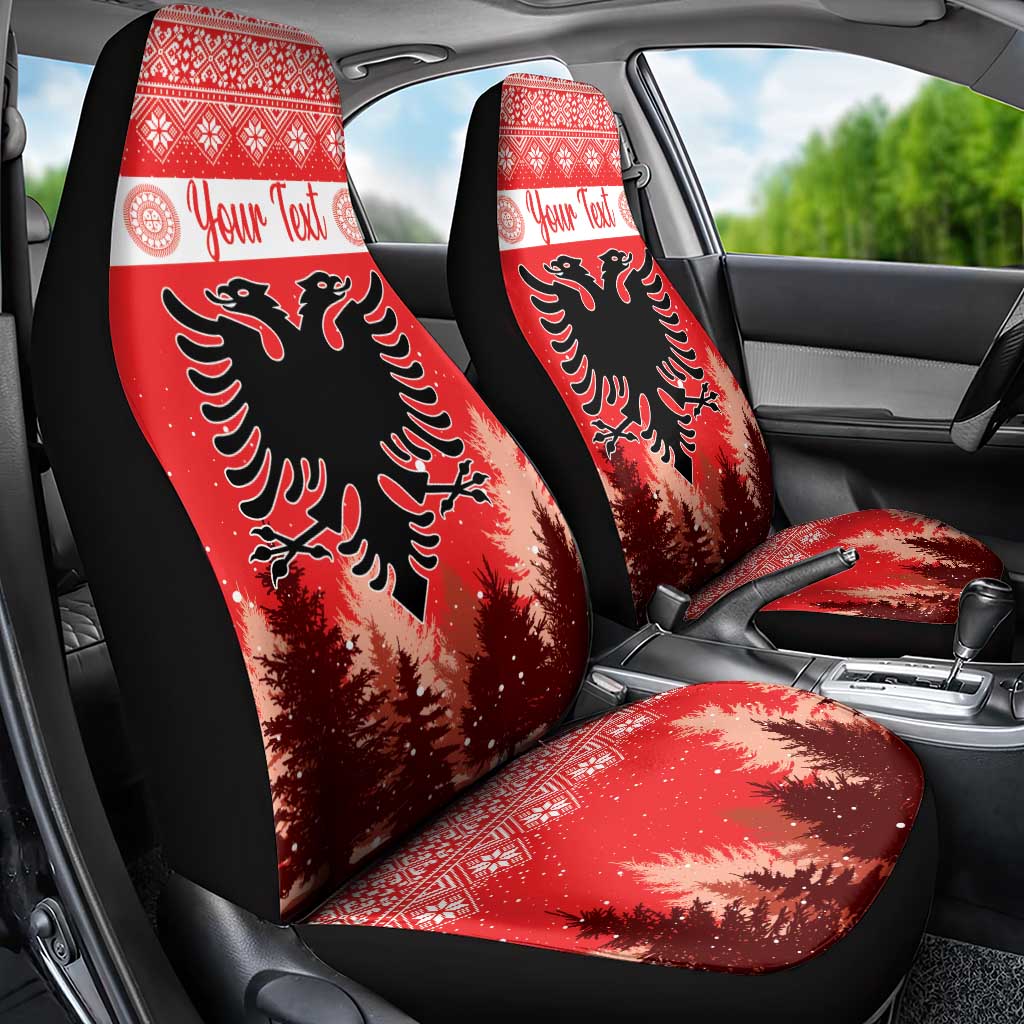 Personalized Albania Christmas Car Seat Cover The Double-headed Eagle Christmas Pattern - Wonder Print Shop