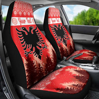 Personalized Albania Christmas Car Seat Cover The Double-headed Eagle Christmas Pattern - Wonder Print Shop