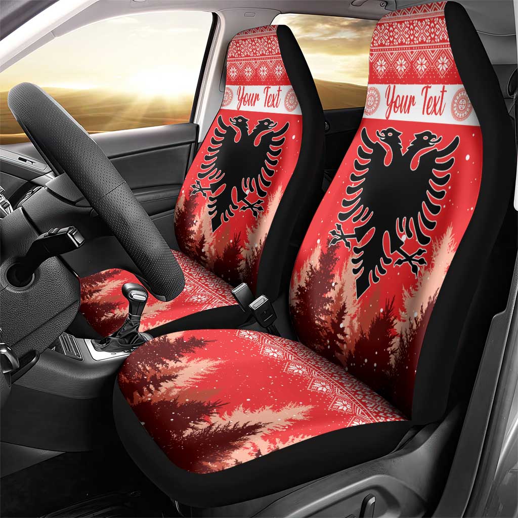 Personalized Albania Christmas Car Seat Cover The Double-headed Eagle Christmas Pattern - Wonder Print Shop
