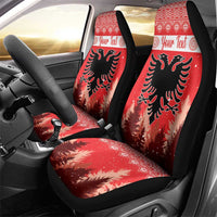 Personalized Albania Christmas Car Seat Cover The Double-headed Eagle Christmas Pattern - Wonder Print Shop