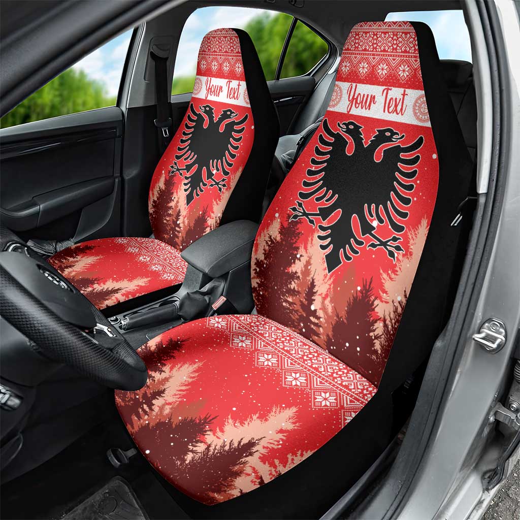 Personalized Albania Christmas Car Seat Cover The Double-headed Eagle Christmas Pattern - Wonder Print Shop