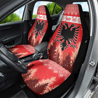 Personalized Albania Christmas Car Seat Cover The Double-headed Eagle Christmas Pattern - Wonder Print Shop