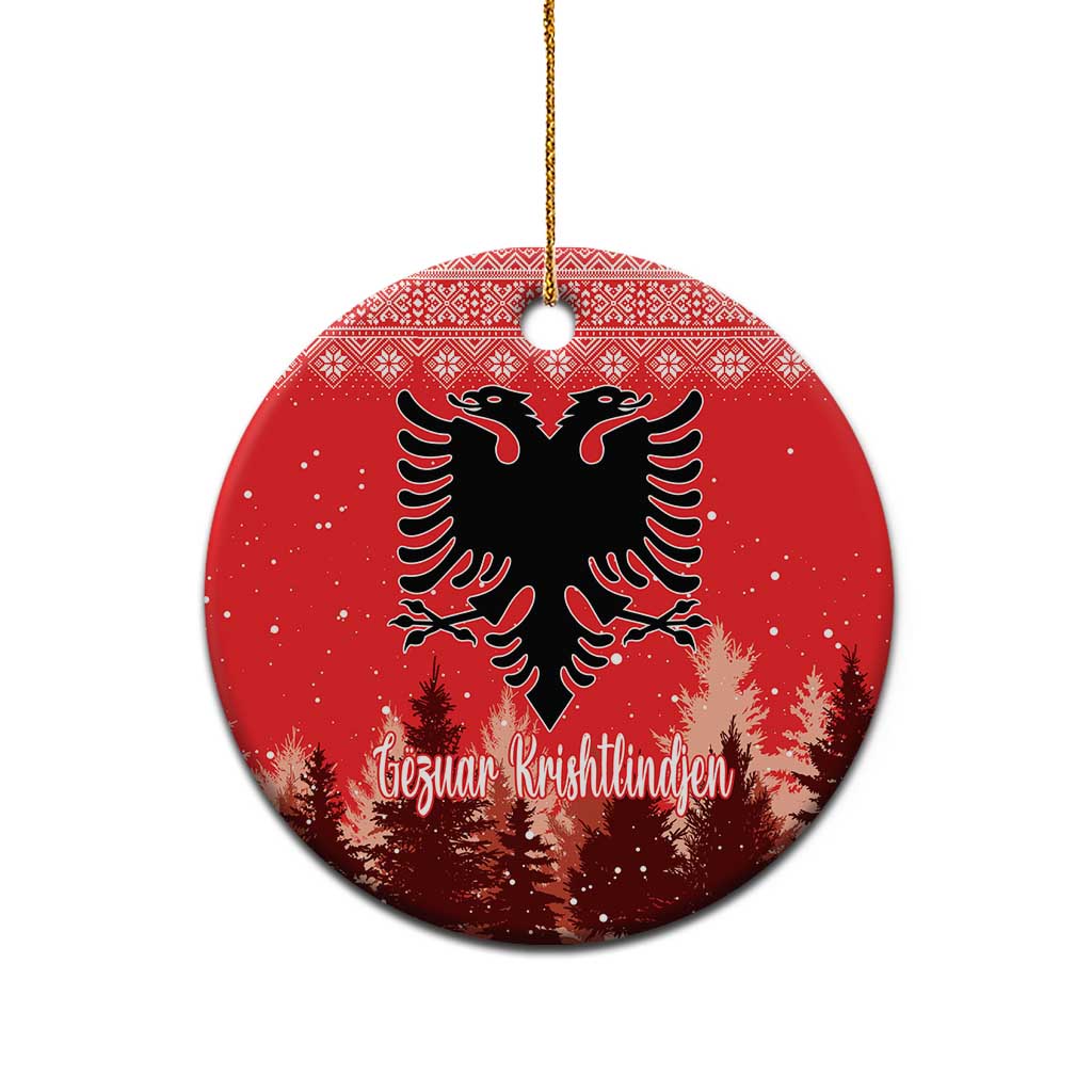 Personalized Albania Christmas Ceramic Ornament The Double-headed Eagle Christmas Pattern - Wonder Print Shop