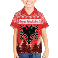 Personalized Albania Christmas Family Matching Long Sleeve Bodycon Dress and Hawaiian Shirt The Double-headed Eagle Christmas Pattern - Wonder Print Shop