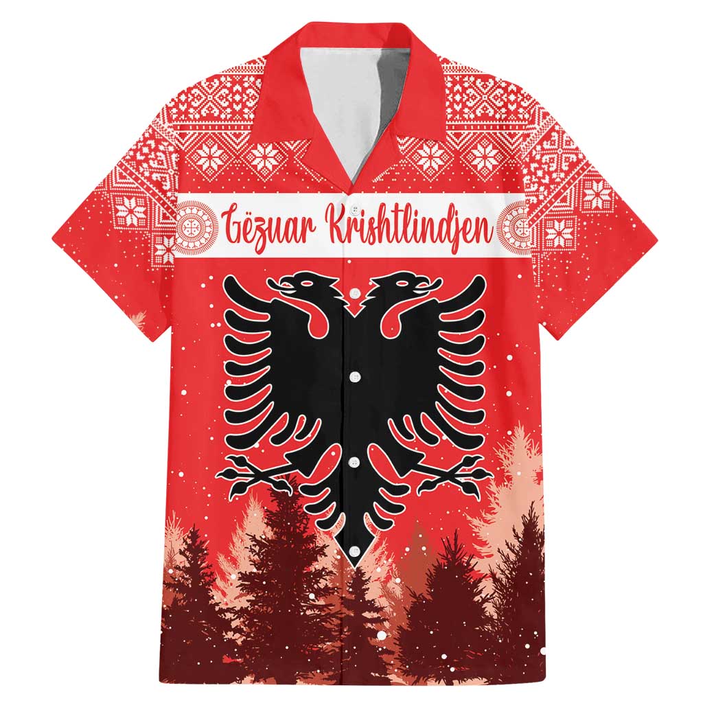 Personalized Albania Christmas Family Matching Mermaid Dress and Hawaiian Shirt The Double-headed Eagle Christmas Pattern - Wonder Print Shop