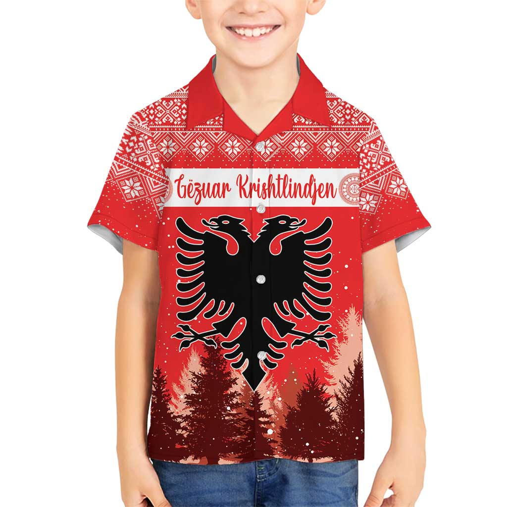 Personalized Albania Christmas Family Matching Off Shoulder Maxi Dress and Hawaiian Shirt The Double-headed Eagle Christmas Pattern - Wonder Print Shop