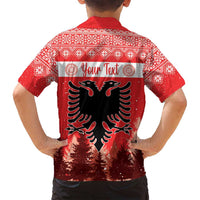 Personalized Albania Christmas Family Matching Off Shoulder Short Dress and Hawaiian Shirt The Double-headed Eagle Christmas Pattern - Wonder Print Shop