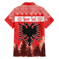 Personalized Albania Christmas Family Matching Short Sleeve Bodycon Dress and Hawaiian Shirt The Double-headed Eagle Christmas Pattern - Wonder Print Shop