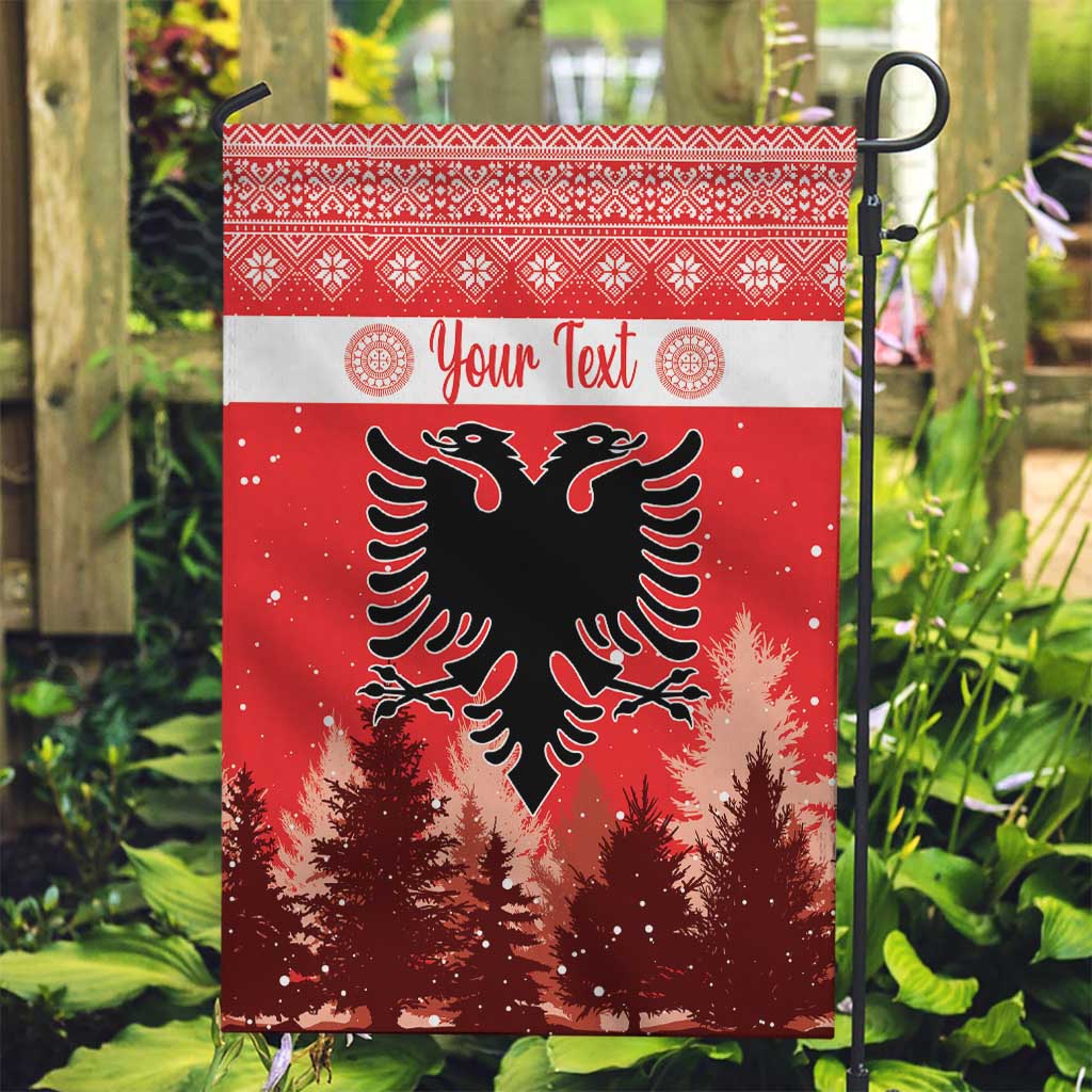 Personalized Albania Christmas Garden Flag The Double-headed Eagle Christmas Pattern - Wonder Print Shop