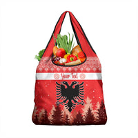 Personalized Albania Christmas Grocery Bag The Double-headed Eagle Christmas Pattern