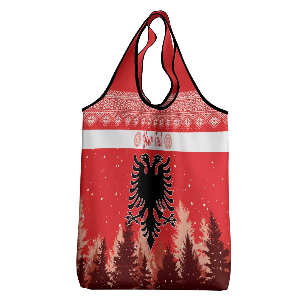 Personalized Albania Christmas Grocery Bag The Double-headed Eagle Christmas Pattern