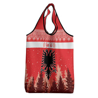Personalized Albania Christmas Grocery Bag The Double-headed Eagle Christmas Pattern