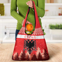 Personalized Albania Christmas Grocery Bag The Double-headed Eagle Christmas Pattern