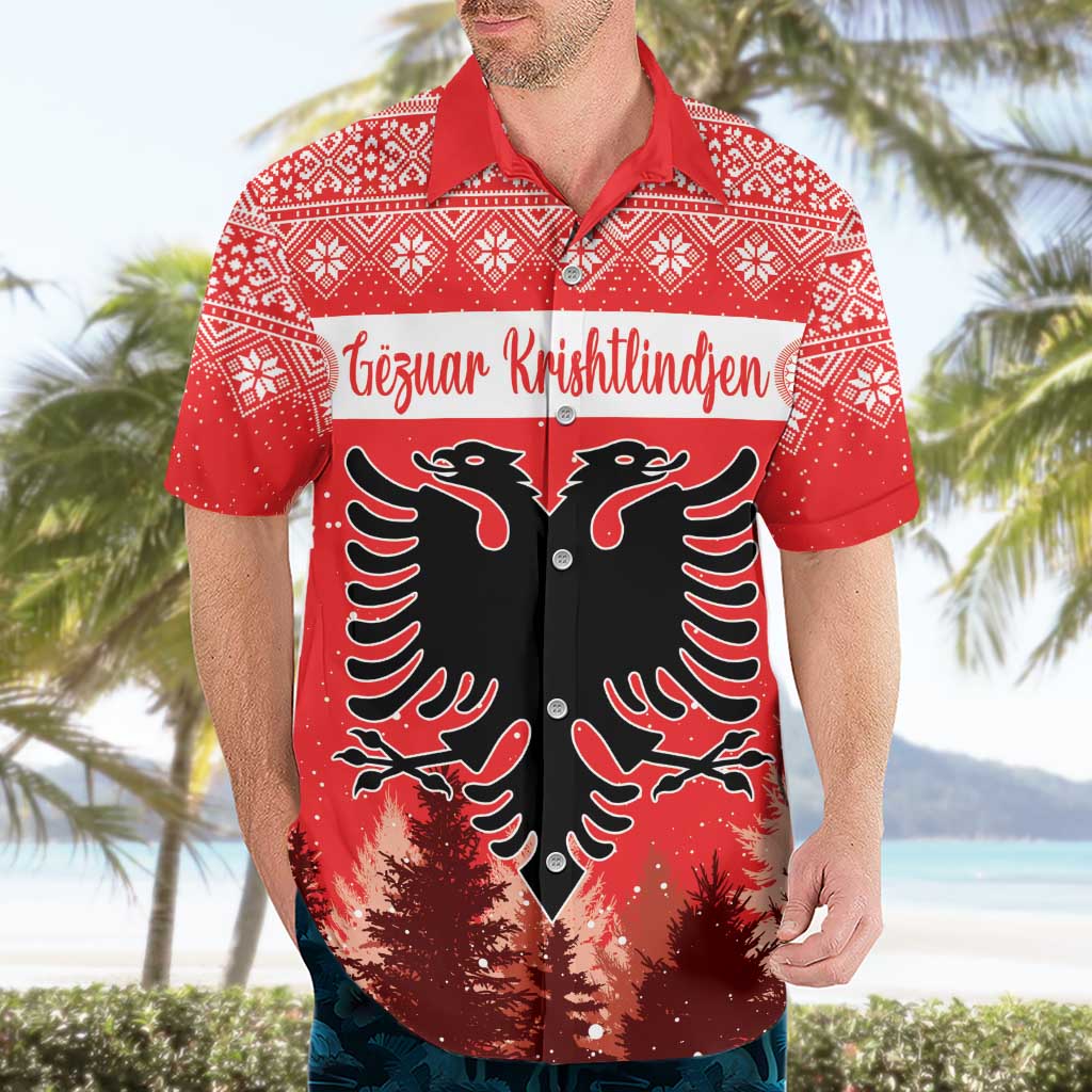 Personalized Albania Christmas Hawaiian Shirt The Double-headed Eagle Christmas Pattern - Wonder Print Shop