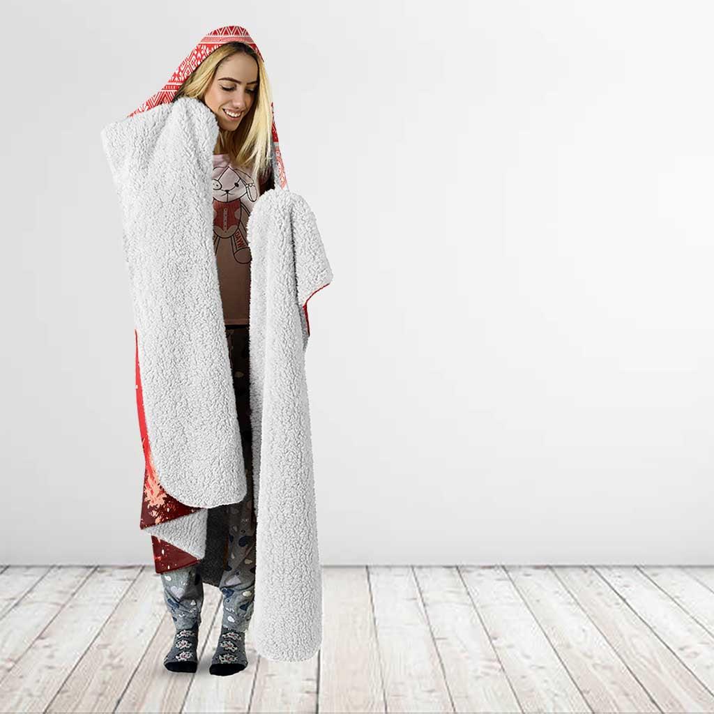 Personalized Albania Christmas Hooded Blanket The Double-headed Eagle Christmas Pattern