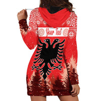 Personalized Albania Christmas Hoodie Dress The Double-headed Eagle Christmas Pattern - Wonder Print Shop