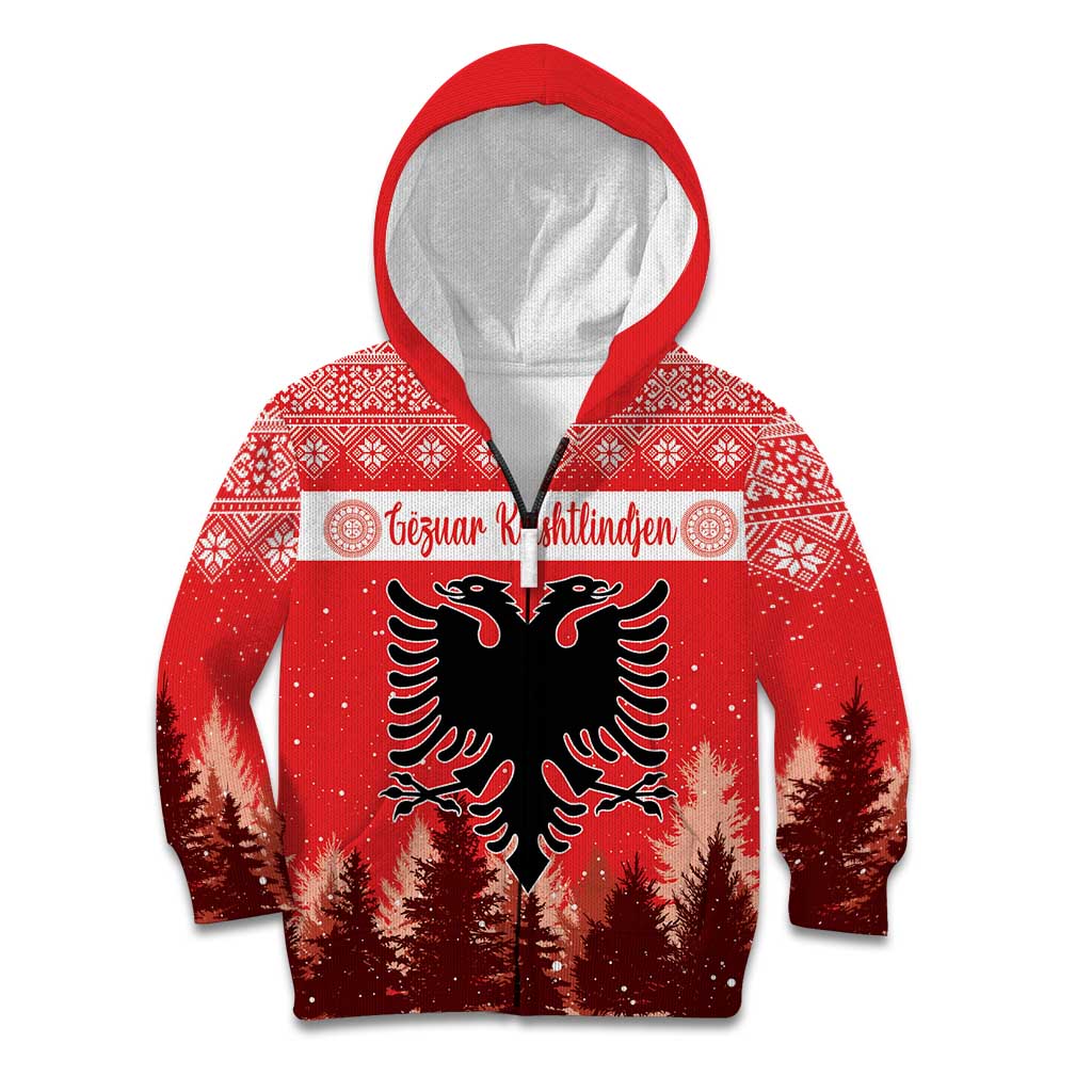 Personalized Albania Christmas Kid Hoodie The Double-headed Eagle Christmas Pattern - Wonder Print Shop