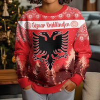 Personalized Albania Christmas Kid Ugly Christmas Sweater The Double-headed Eagle Christmas Pattern - Wonder Print Shop