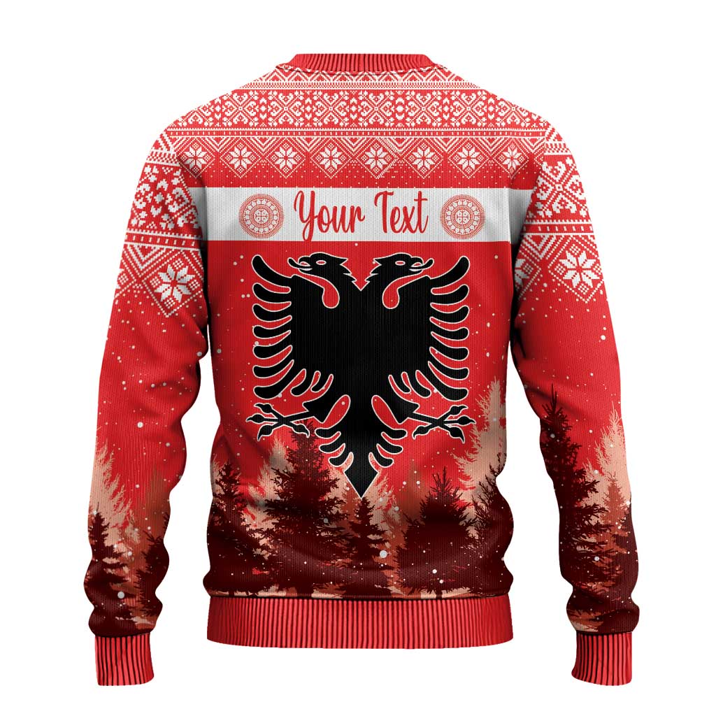 Personalized Albania Christmas Ugly Christmas Sweater The Double-headed Eagle Christmas Pattern - Wonder Print Shop