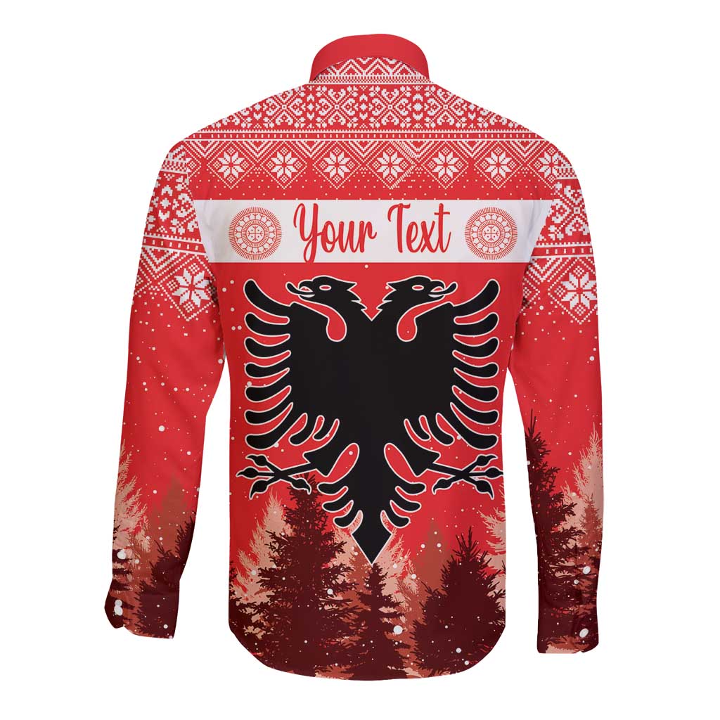 Personalized Albania Christmas Long Sleeve Button Shirt The Double-headed Eagle Christmas Pattern - Wonder Print Shop