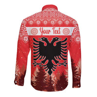 Personalized Albania Christmas Long Sleeve Button Shirt The Double-headed Eagle Christmas Pattern - Wonder Print Shop
